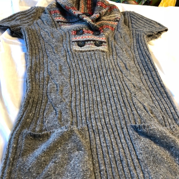 Gray cable-knit tunic fair isle pockets tunic - Picture 4 of 6